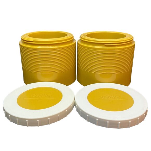 VTG SET OF 2 - THERMOS King Seeley Insulated Yellow Food Travel Container 1155/3 - Picture 3 of 16